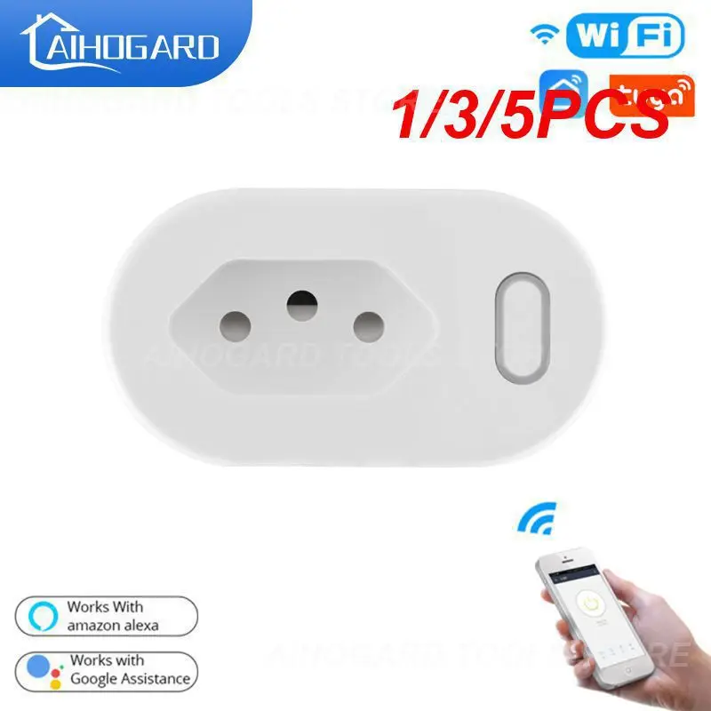 

1/3/5PCS Tuya 16A/10A Brazil Standard Smart Plug with Power Monitor, Smart Life APP WiFi Smart Socket Works for Google Home,