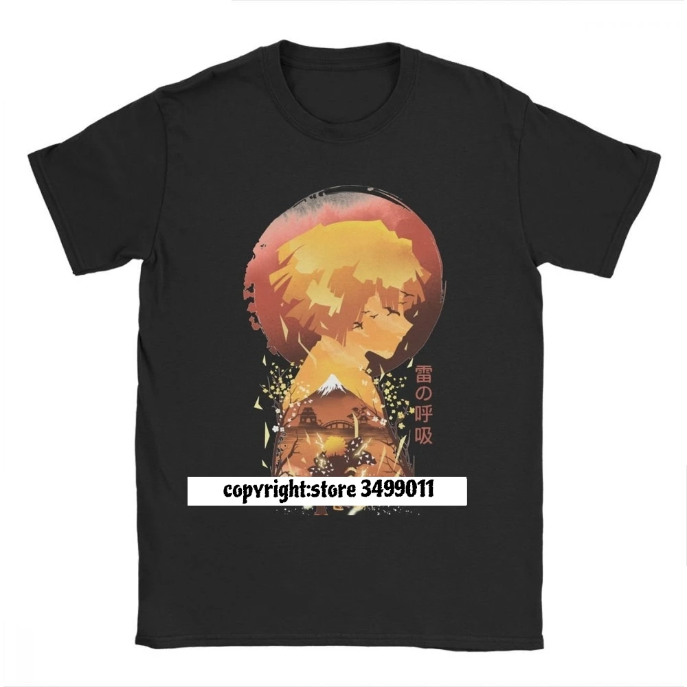 

Ukiyo E Breath Of Thunder Demon Slayer Tshirts Men T Shirts Anime Tanjiro Kimetsu No Yaiba Kamado Zenitsu Manga Inosuke Tees