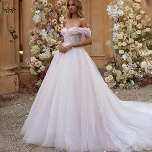 Elegant Sweethear Floral Lace Wedding Dress Sleeveless A-Line Court Wedding Gown Sexy Princess Backless Bridal Dress Vestido