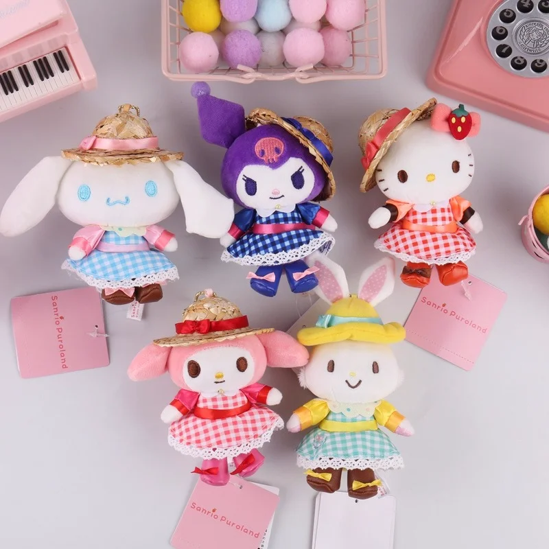 

Hello Kitty Cartoon Plush Doll Brooch Sanrio Anime My Melody Cinnamoroll Girl Cute Bag Pendant Plush Brooch Kids Toy Figure Doll