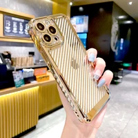 luxury transparent carbon fiber texture silicone case for iphone 13 12 11 pro max xr xs x 8 7 plus se 2020 clear soft full cover
