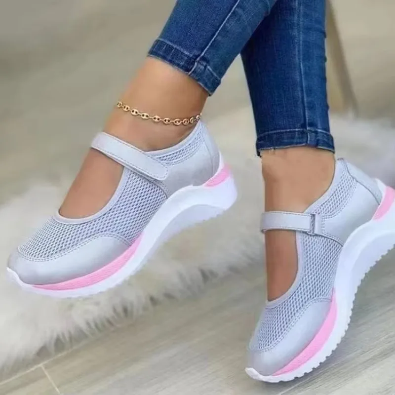 Woman Sneakers New Fashion Casual Shoes Mesh Breathable Designer Velcro Outdoor Walking Zapatos De Mujer