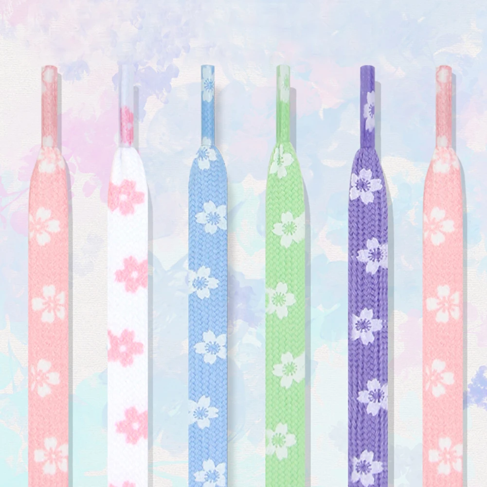 Original Multi-style Cherry Tie Dye Printin Blossom Pink Shoelace Female Flower Sneaker Woman Lace Of Lace White Female Shoelace