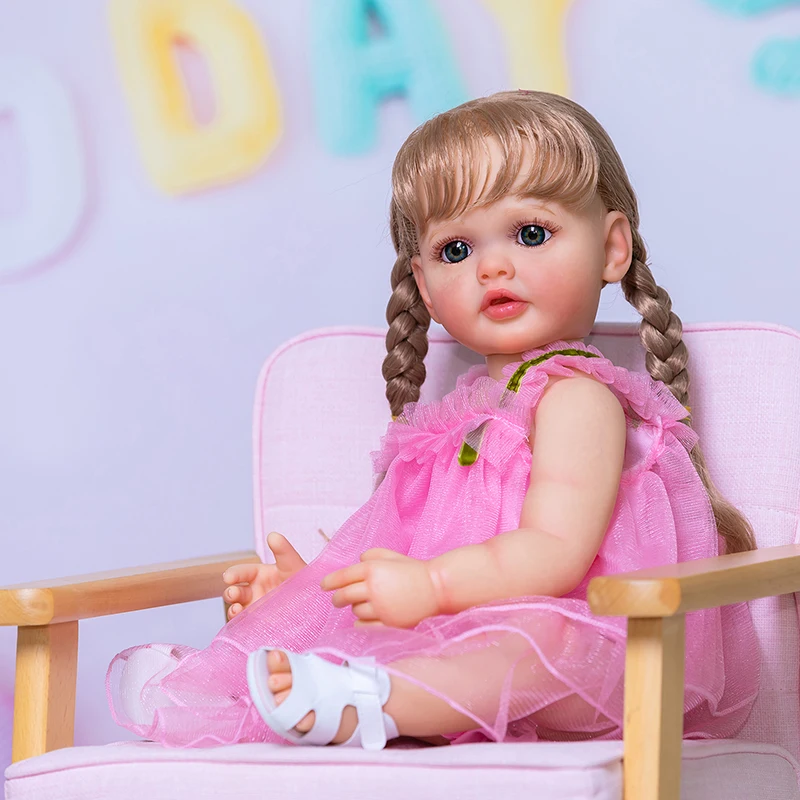 

55CM Already Painted Finished Reborn Toddler Girl Doll Full Body Soft Silicone Vinyl Betty 3D Skin Visible Veins
