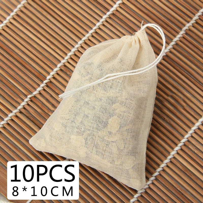 

Heat Seal Filter Bag 10pcs Teabags Cotton Empty For Tea Separate Spice Herb 8x10cm Straining Tea Cooking Reusable