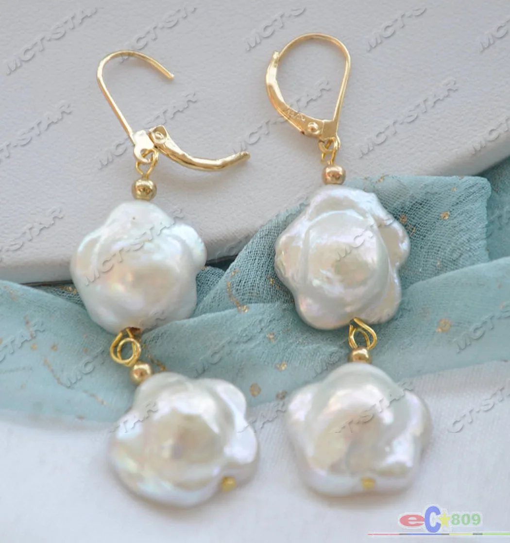 

Серьги-подвески P4149 с жемчугом и белой цветущей сливы, 16 мм