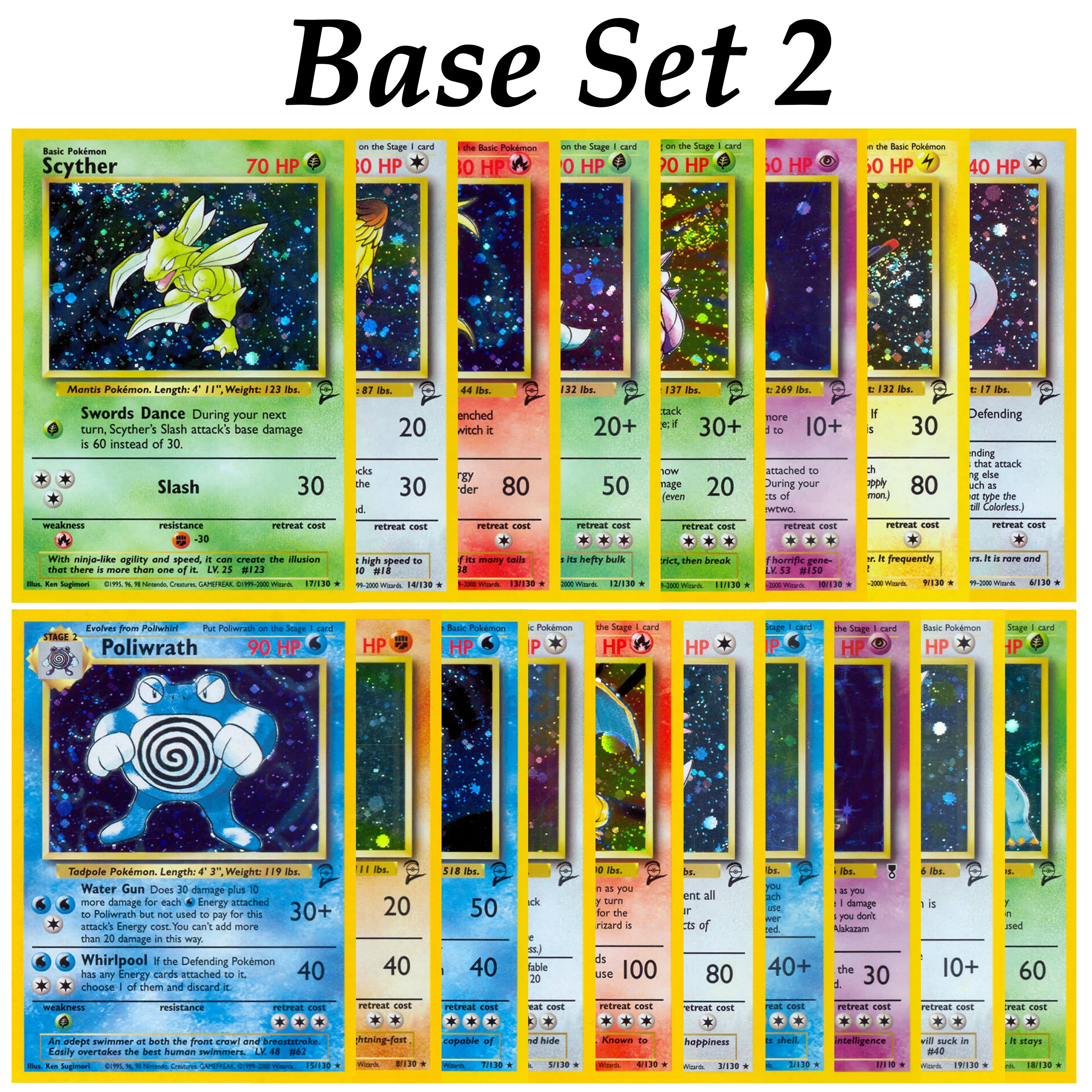 Фото Коллекционные карты PTCG Pocket 2000 Base Set 2 OG Nostalgia: Хитмончан, Сайтер, Клефабл, Пиджот, Мьюту — Традиционные голографические прокси-карты №1