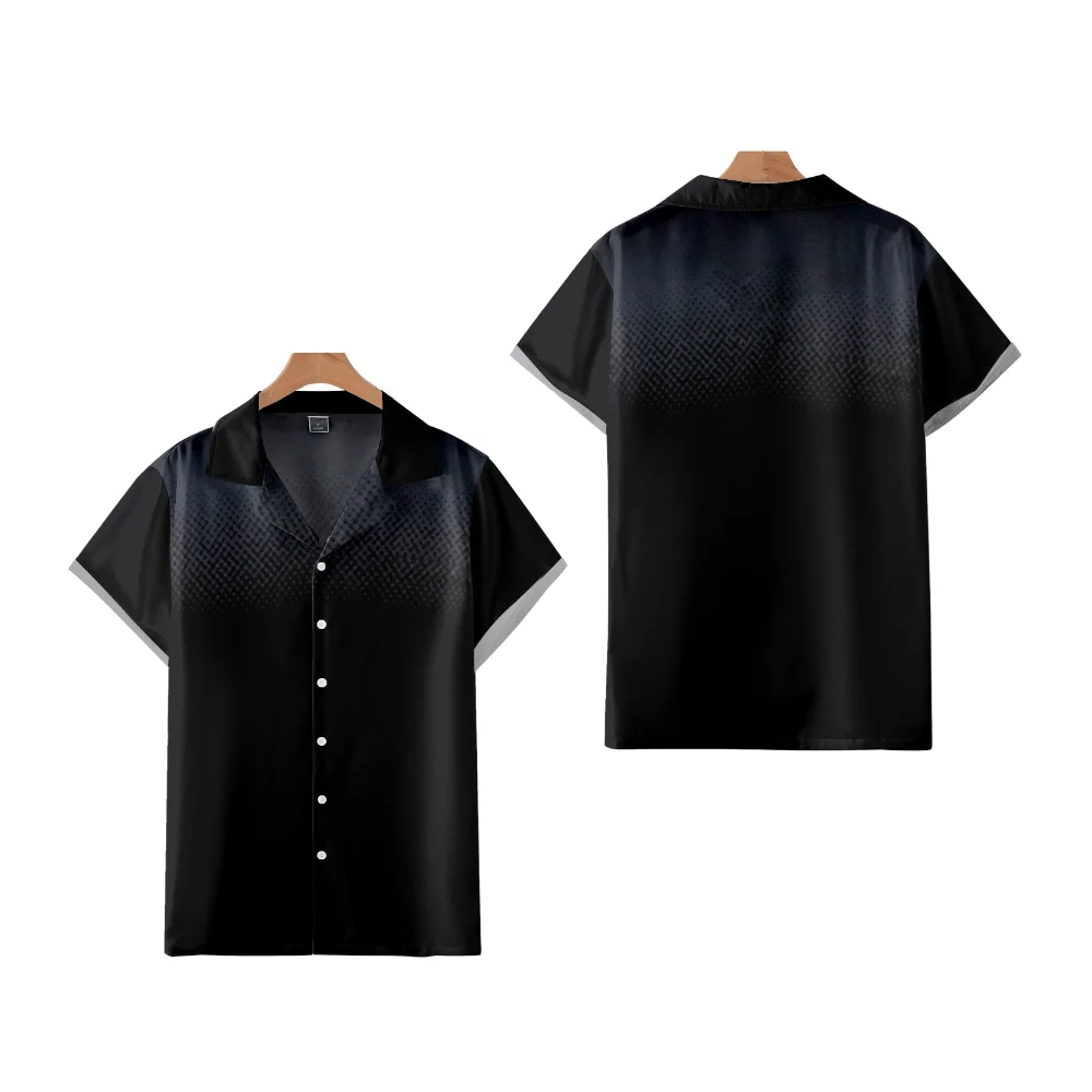 Мужская кубинская гавайская рубашка черная градиентная креативная стильная на