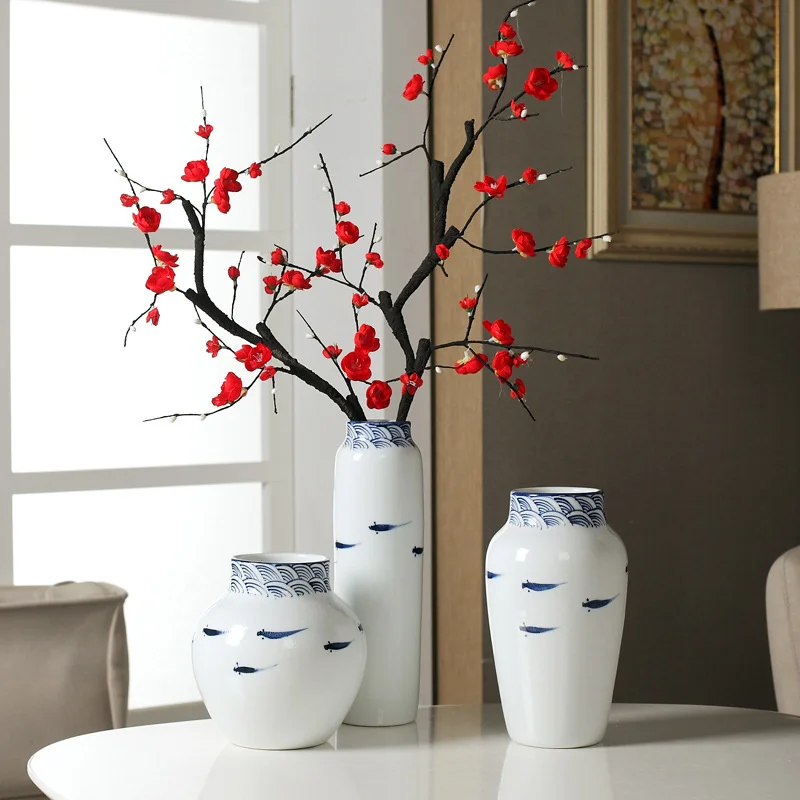 

Jingdezhennew Chinese tabletop ceramic vase dried flower flower arrangement living room porch hand-painted vase ornaments crafts