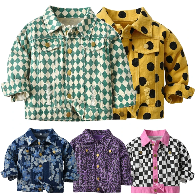 

Kids Winter Clothes Toddler Girl Leopard Print Jackets Baby Boys Hip Hop Harajuku Tie-dye Coats Fashion Denim Jacket Halloween