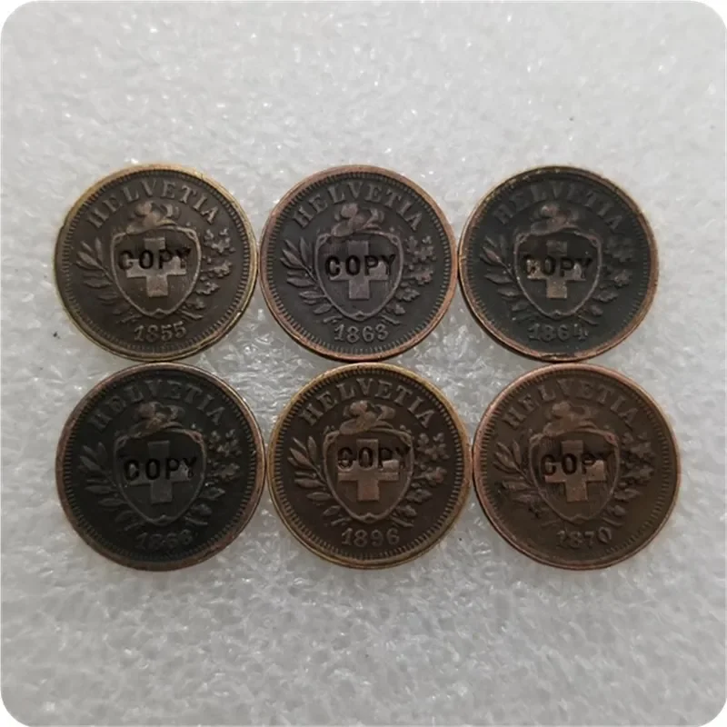 Швейцария: 555 1863 1864 1866 1870 1896 SWISS Монеты 1 CENT КОПИЯ памятные монеты-реплики монет