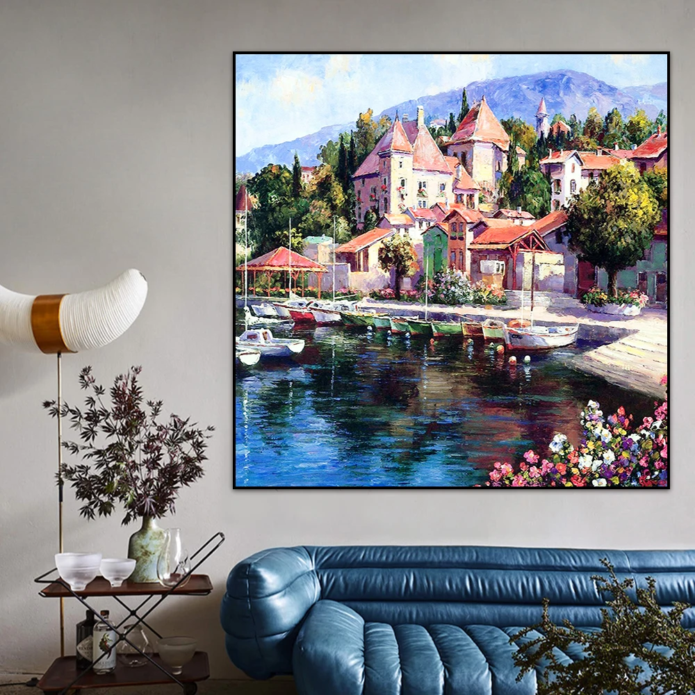 

Beautiful Landscape Canvas Oil Painting Prints Nordic Artwork Colourful Wall Art Poster Pictures Living Room Decoration