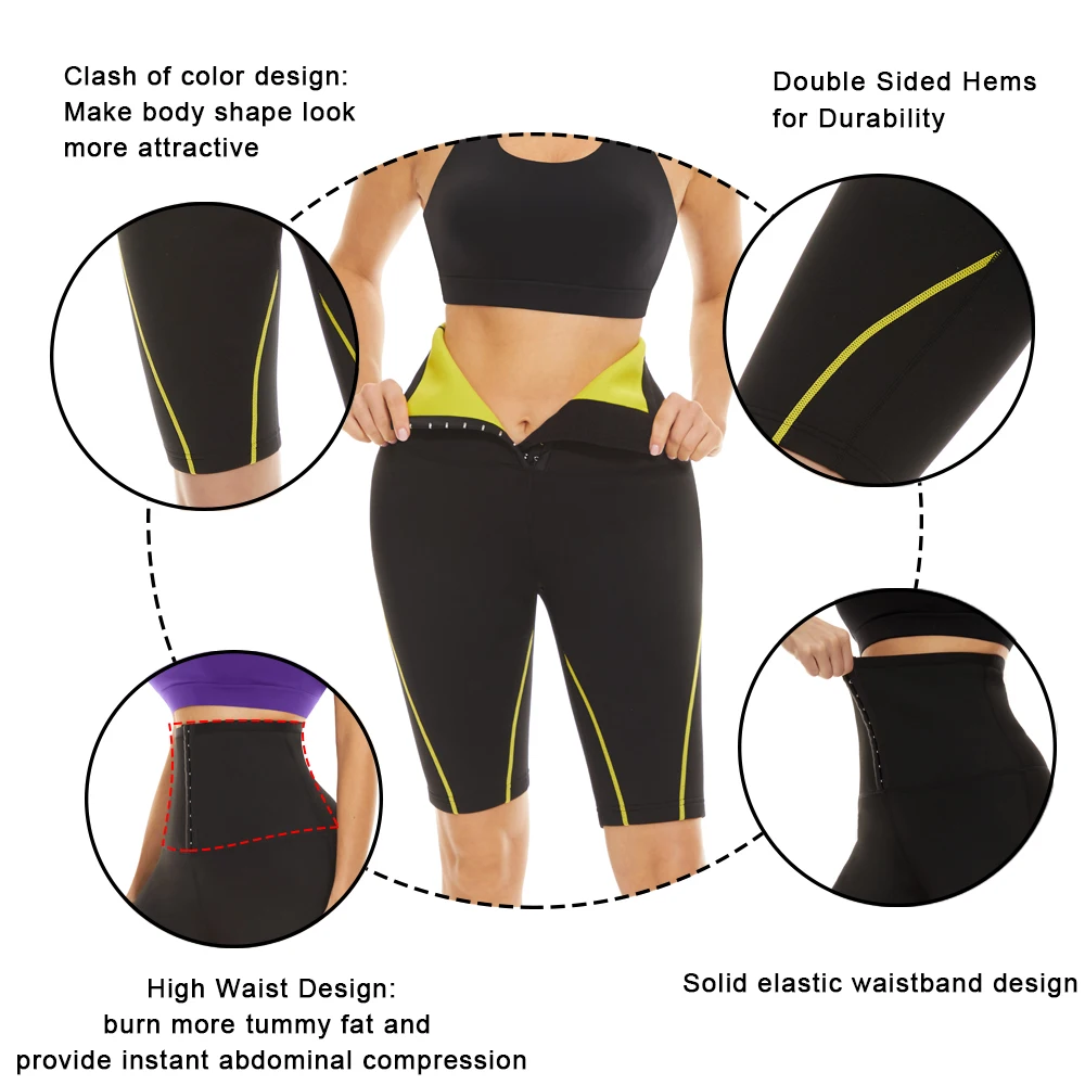 SEXYWG Waist Trainer Sauna Pants Women Sweat Short Pants for Weight Loss Fat Burning Neoprene Slim Workout Pants