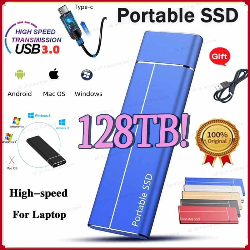

High-speed Portable 128TB 64TB SSD 8TB External Hard Drive Mass Storage USB 3.0 Original Interface for Computer Notebook Laptops