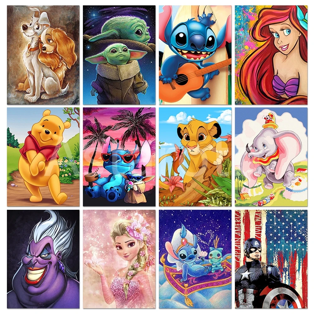 

Алмазная живопись Disney, мультяшный портрет, Круглая Мозаика, вышивка крестиком, искусство, украшение для детской комнаты «сделай сам»