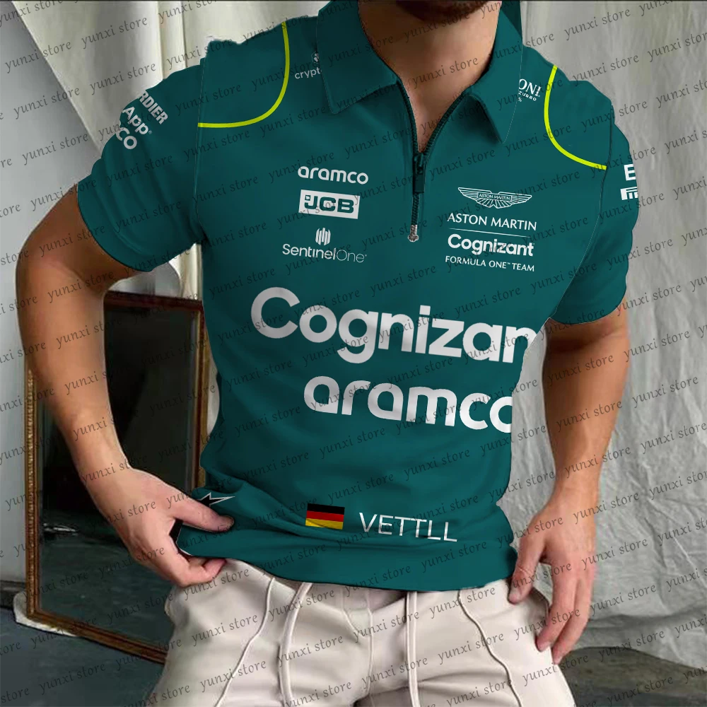 Мужская модная уличная толстовка рубашка-поло с коротким рукавом F1 гоночная на