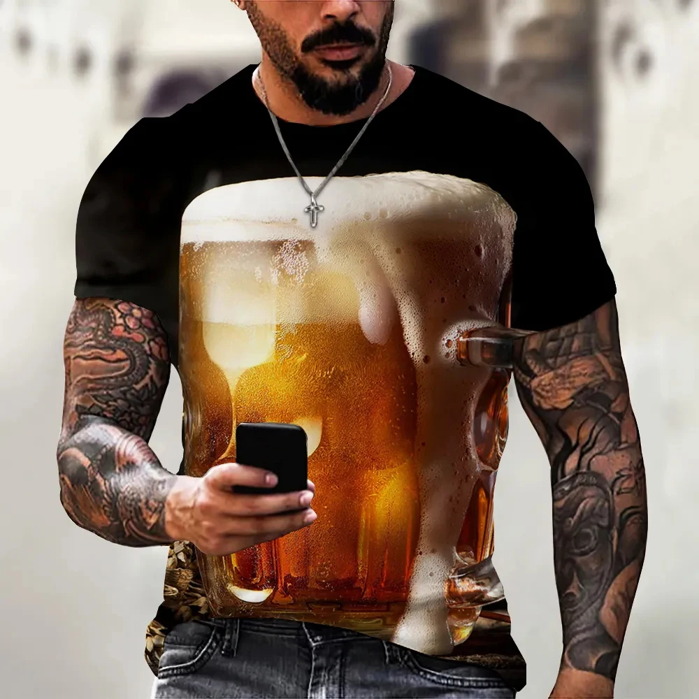 

Забавные футболки с 3D принтом пива, уличная одежда для мужчин и женщин, Повседневная модная футболка большого размера с коротким рукавом и круглым вырезом, Детские футболки, топы, одежда