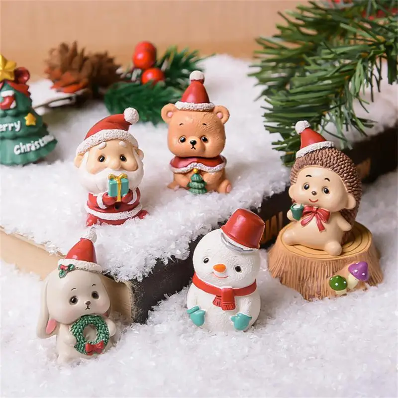 

Christmas Decoration Santa Christmas Tree Figurines Miniatures Landscape Snow Scene Resin Decoration Kids Gift For Home New Year