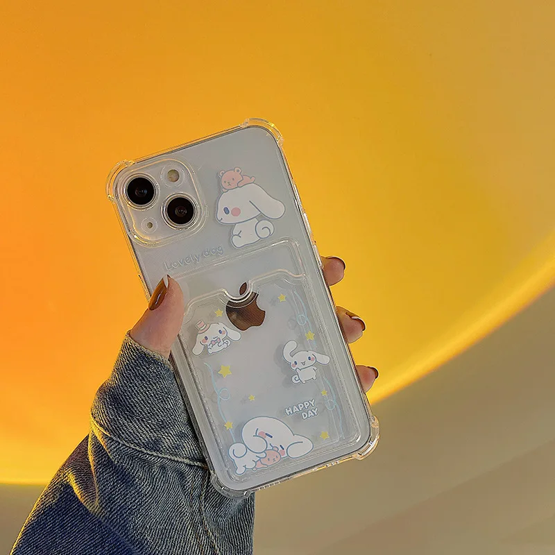 

Sanrioed для Iphone11 12 13 Pro Max X Xs XR Kawaii аниме Cinnamoroll слот для карт фото прозрачный противоударный чехол лучший подарок