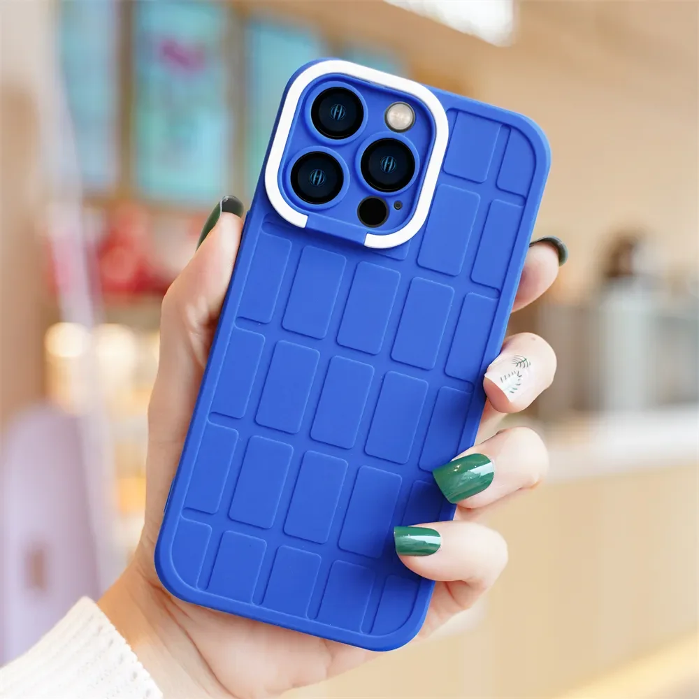 

for iPhone 13 12 11 Pro Max Case 3D Lattice Soft Silicone Stand Holder Phone Case For iPhone XR X XS 7 8Plus SE Shockproof Cover