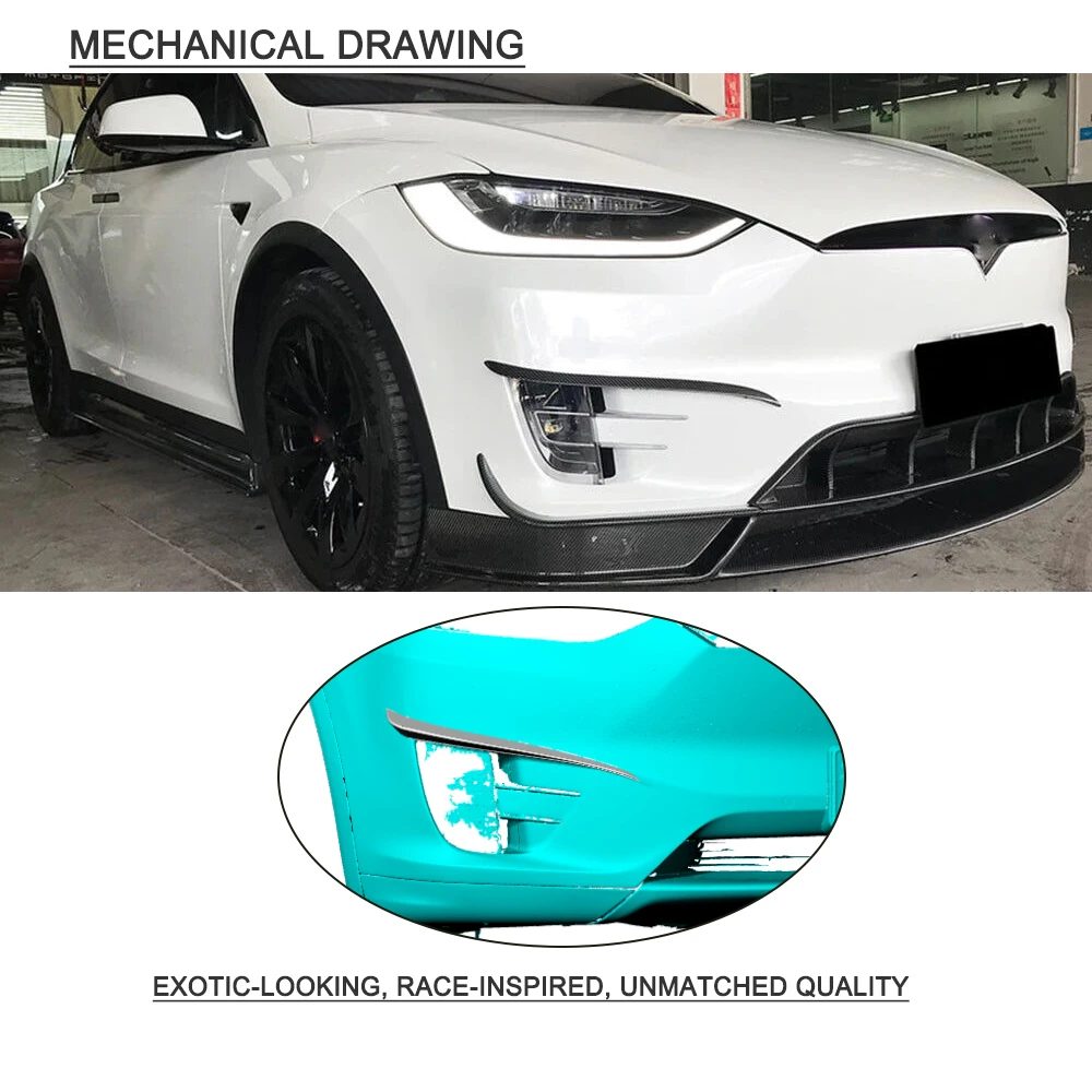 Передний бампер канавки боковой спойлер плавники накладки для Tesla Model X 2016 2017 2018