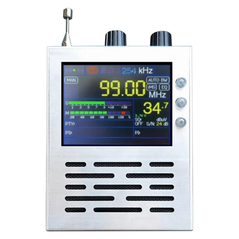 

TEF6686 RDS Full Band FM/MW/Short Wave HF/LW Radio Receiver+3.2Inch LCD+3000MAH Battery + Metal Case + Speaker + Antenna