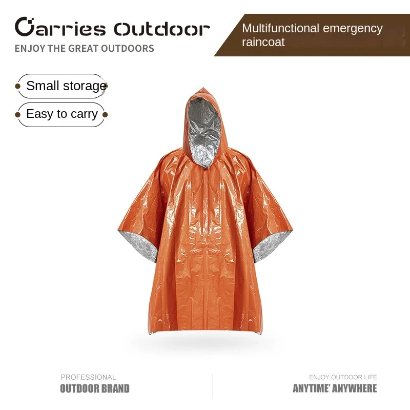 Portable Reflective First Aid Raincoat Outdoor Emergency Survival Tool Poncho Rainproof and Warm Multifunctional Hiking Cloak