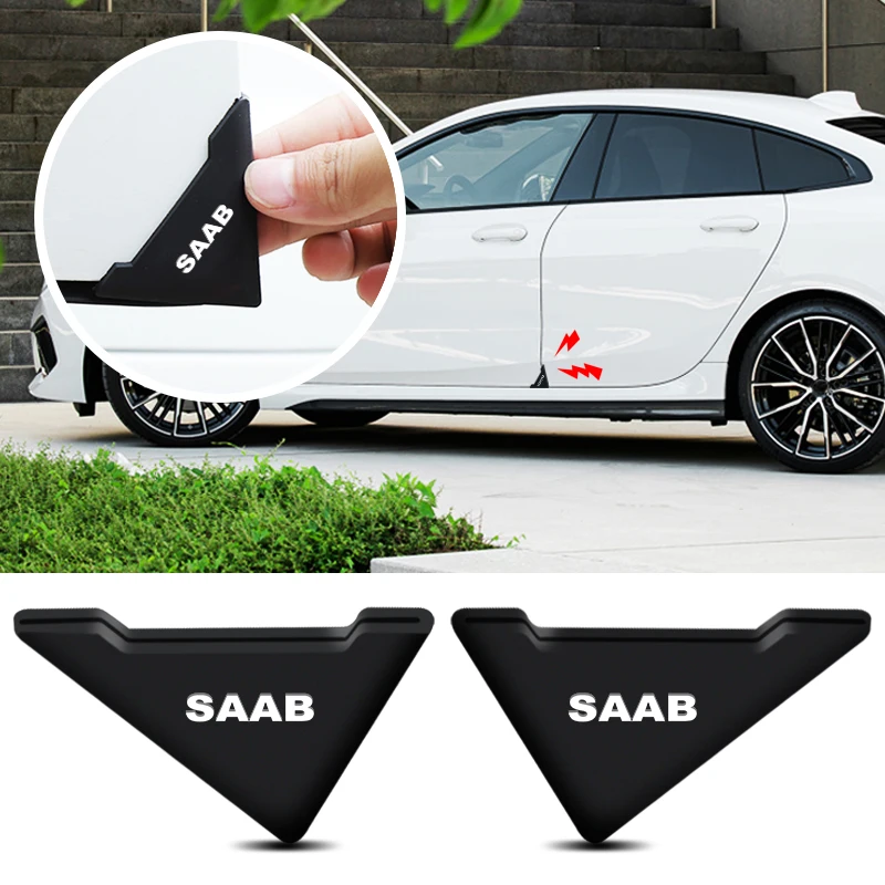 

2pcs Car Logo Badge Door Corner Cover Collision Guard Anti-Scratch Protector Sticker Accessories For SAAB SCANIA 9-3 93 9-5 9000