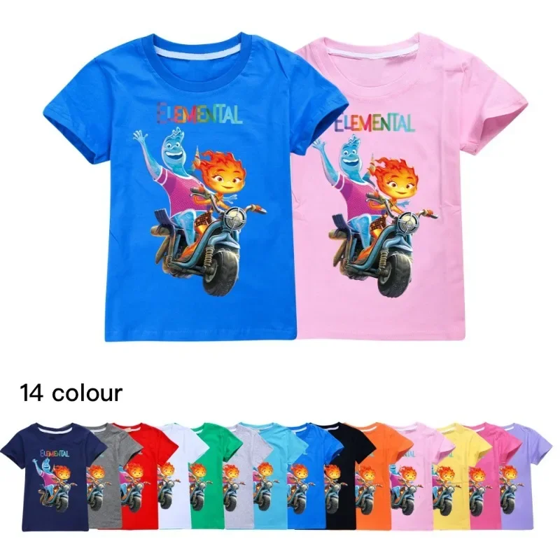Детский летний костюм Уэда для мальчиков и девочек футболка косплея Water Fire Elemental