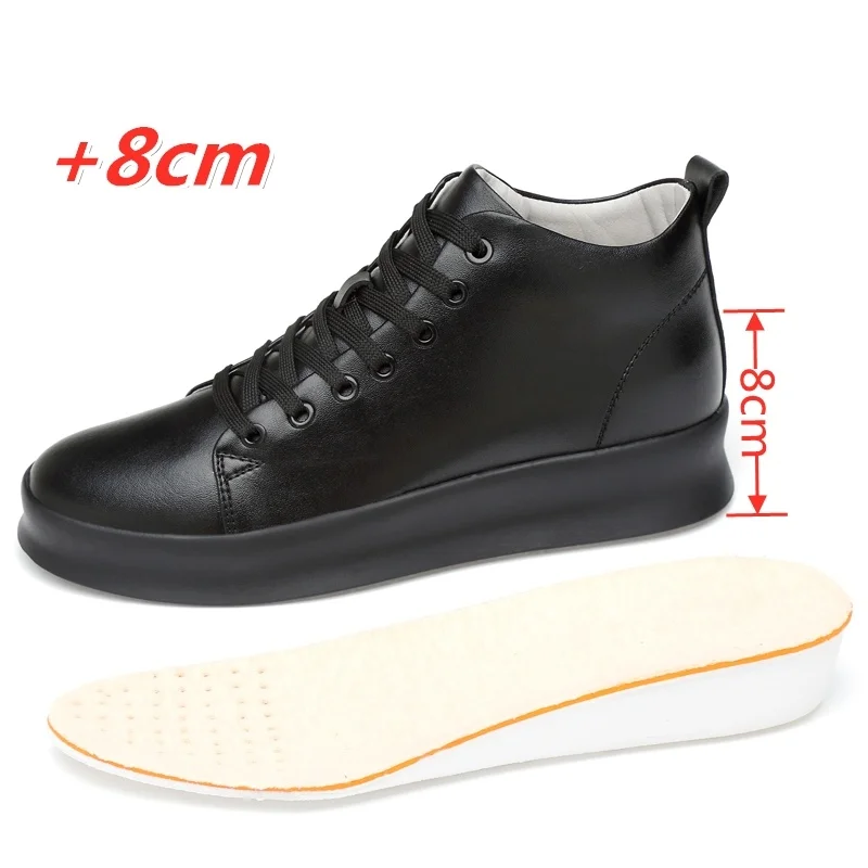 

Men's Elevator Shoes Height Increase Insole 8cm Leather Casual Shoes Height Increasing Breathable Sneakers Taller Shoes Man