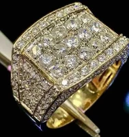 new european and american style ring golden business wide face full of diamonds luxury mens ring high end banquet jewelry
