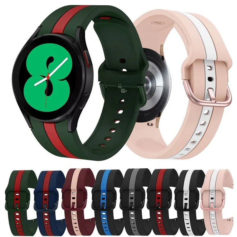 Enlarge 20mm watch Band For Samsung Galaxy Watch 4 classic 46mm 42mm smartwatch Silicone Ridge Sport Bracelet Galaxy Watch 4/5 40mm 44mm