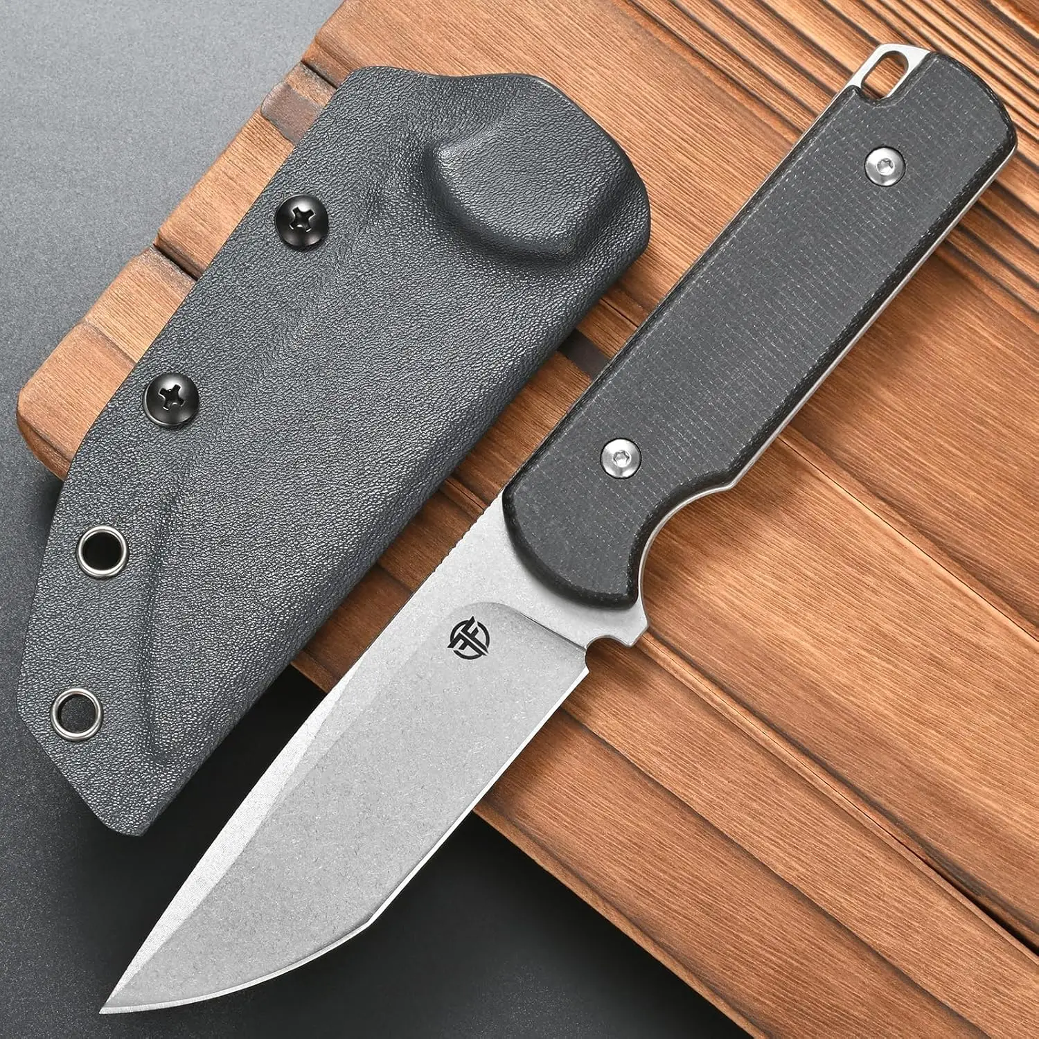 Фото Нож Eafengrow FF117 с фиксированным клинком из стали 14C28N, клинок с обработкой Stonewashed, рукоять из микарты, цельнометаллический клинок для кемпинга, работы и выживания №1