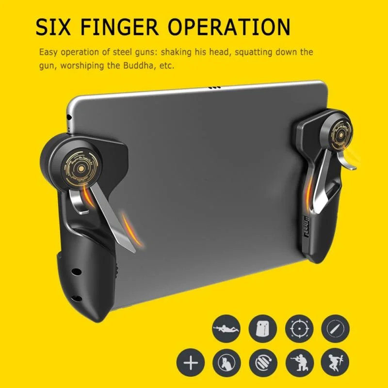

Mobile PUBG Game Controller For Ipad Tablet Six Finger Game Joystick Handle Aim Button L1R1 Shooter Gamepad Trigger