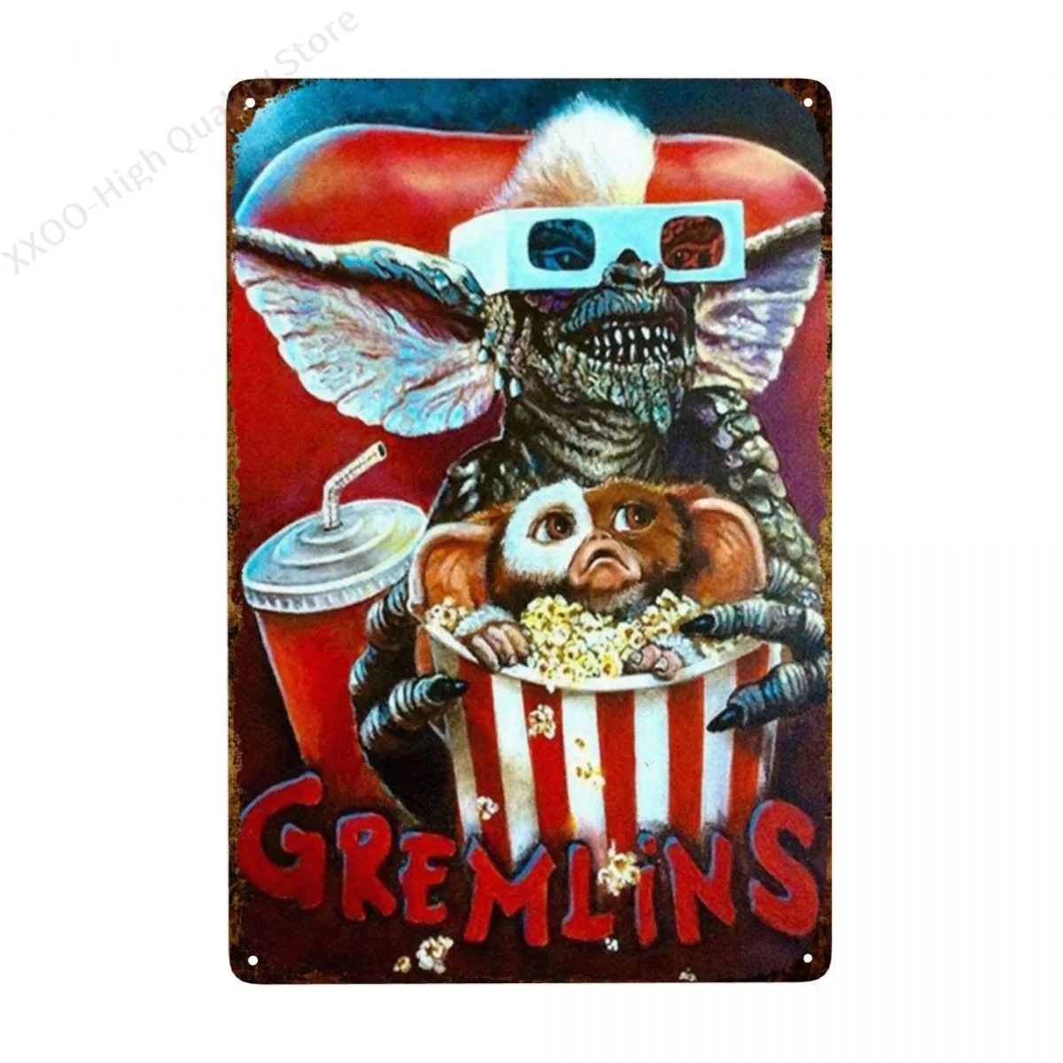 

Gremlins Film Cinema Movie Classic Retro Metal Wall Sign Vintage Plaque Decor Metal Wall Plaque 12x8 inch Santa Decoration