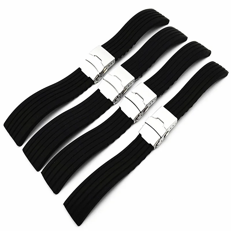 Wholesale 10PCS/Lot 18MM 20MM 22MM 24MM Rubber Bands Watch Strap Watch Band Black Red White Green Blue Coffee Orange Grey Color