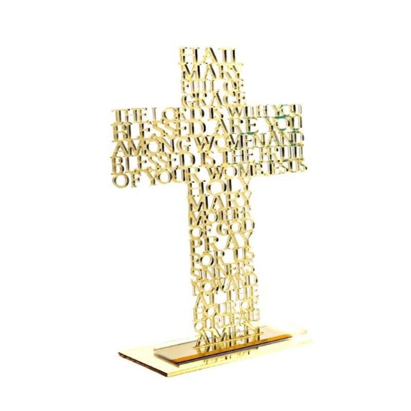 

Acrylic Scriptures with Stand Religious Church Standing Crucifix Catholic Prayer Relics Ornament for Home Office G6KA