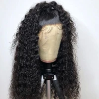 brazilian natural black 180%density 26inch kinky curly soft glueless lace front wig for women with baby hair natural hairline