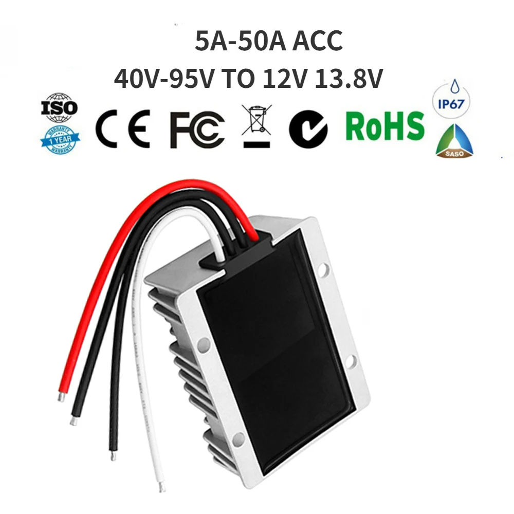 Понижающий преобразователь напряжения с 40-90 В до 12 В 13,8 В 10 А 48 в 60 в 72 В от 80 в до 13,8 В 5A-50A, регулятор напряжения для автомобильного устройства