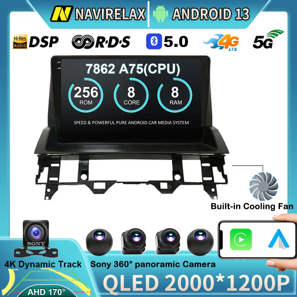 Автомагнитола на Android 13 для Mazda 6 2002- 2008, автомобильное радио, стерео, мультимедиа, GPS, видеонаблюдение, Carplay, Bluetooth, зеркальная камера, BT
