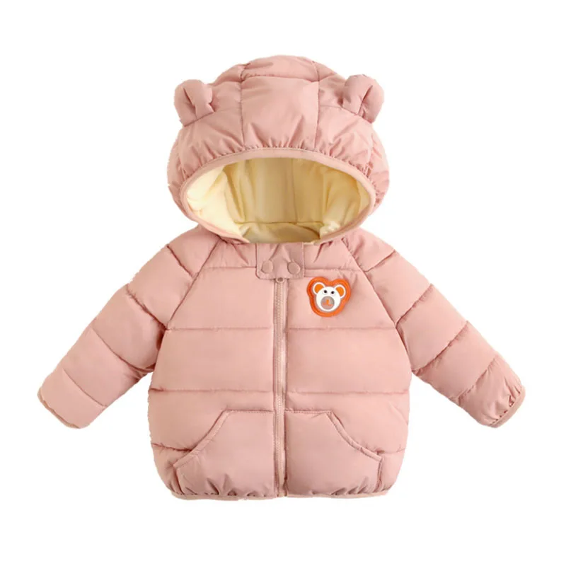 

Winter add velvet warm hooded jackets sweet cartoon bear lights 0-5 years old beibei thickening coat fashion children's clothing