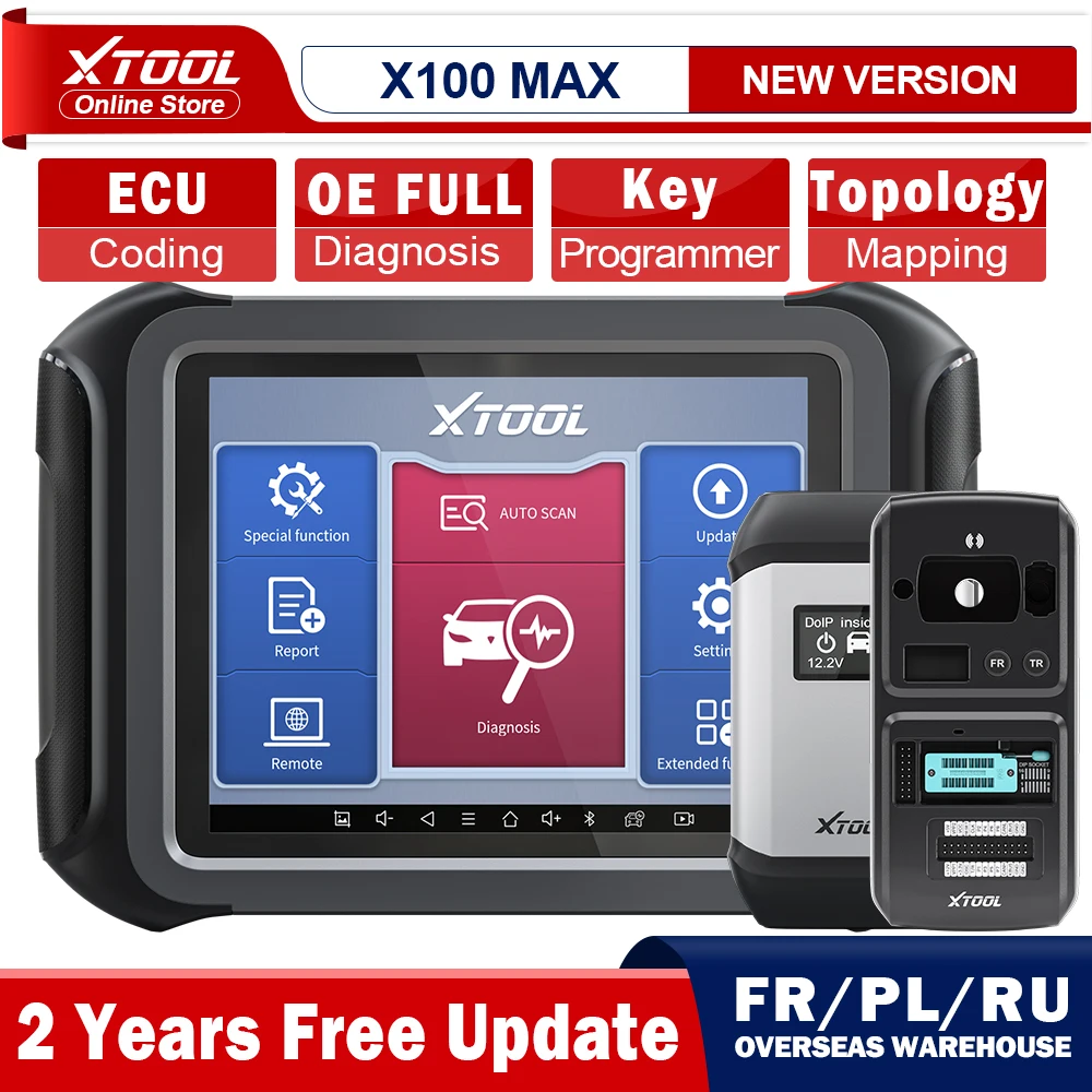 

XTOOL X100MAX with KC501 IMMO Key Programmer OE Full Diagnostic Bidirectional Scanner Topology Map ECU Coding Update of X100Pad3