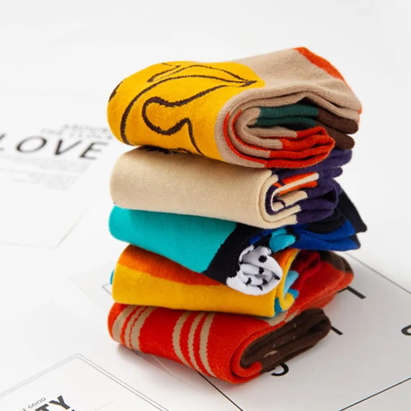 5 pairs / men's socks pure cotton medium socks summer multicolor breathable business men's socks men's deodorant socks