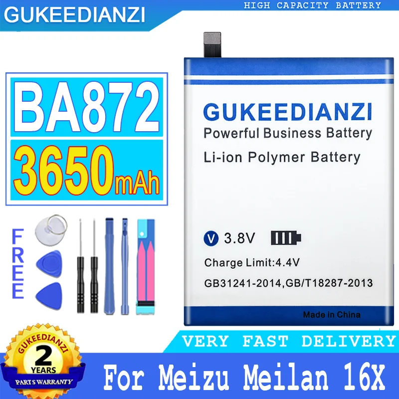 

Bateria BA872 3650mAh High Capacity Battery For Meizu Meilan 16X 16 X Phone Latest Production Battery High Quality Battery