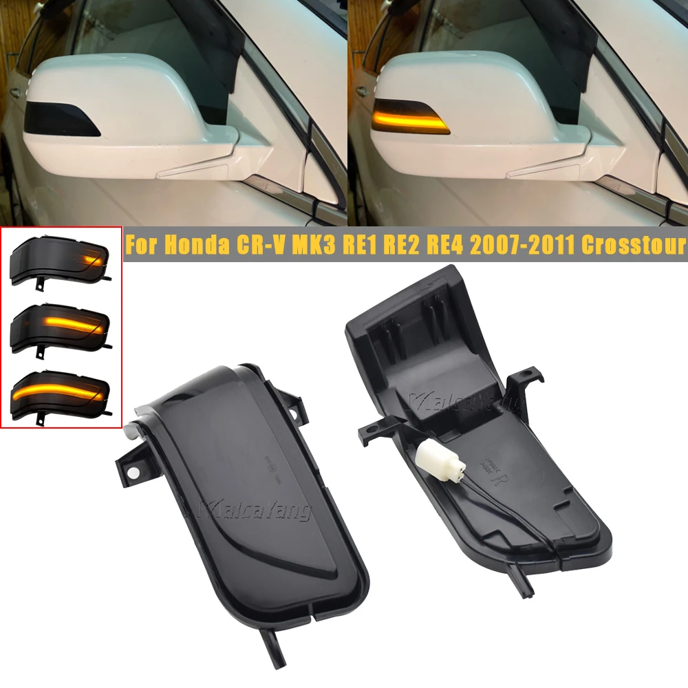 

2pcs Dynamic Blinker For Honda CRV CR-V III RE1 RE2 RE4 2007-2011 MK3 LED Turn Signal Arrow lamps flasher Crosstour 2012 2016