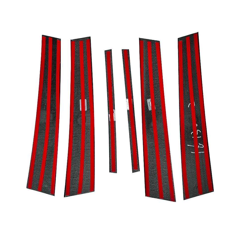 Блестящая черная 2x2 карбоновая B C опорная Накладка для литья отделка автомобиля