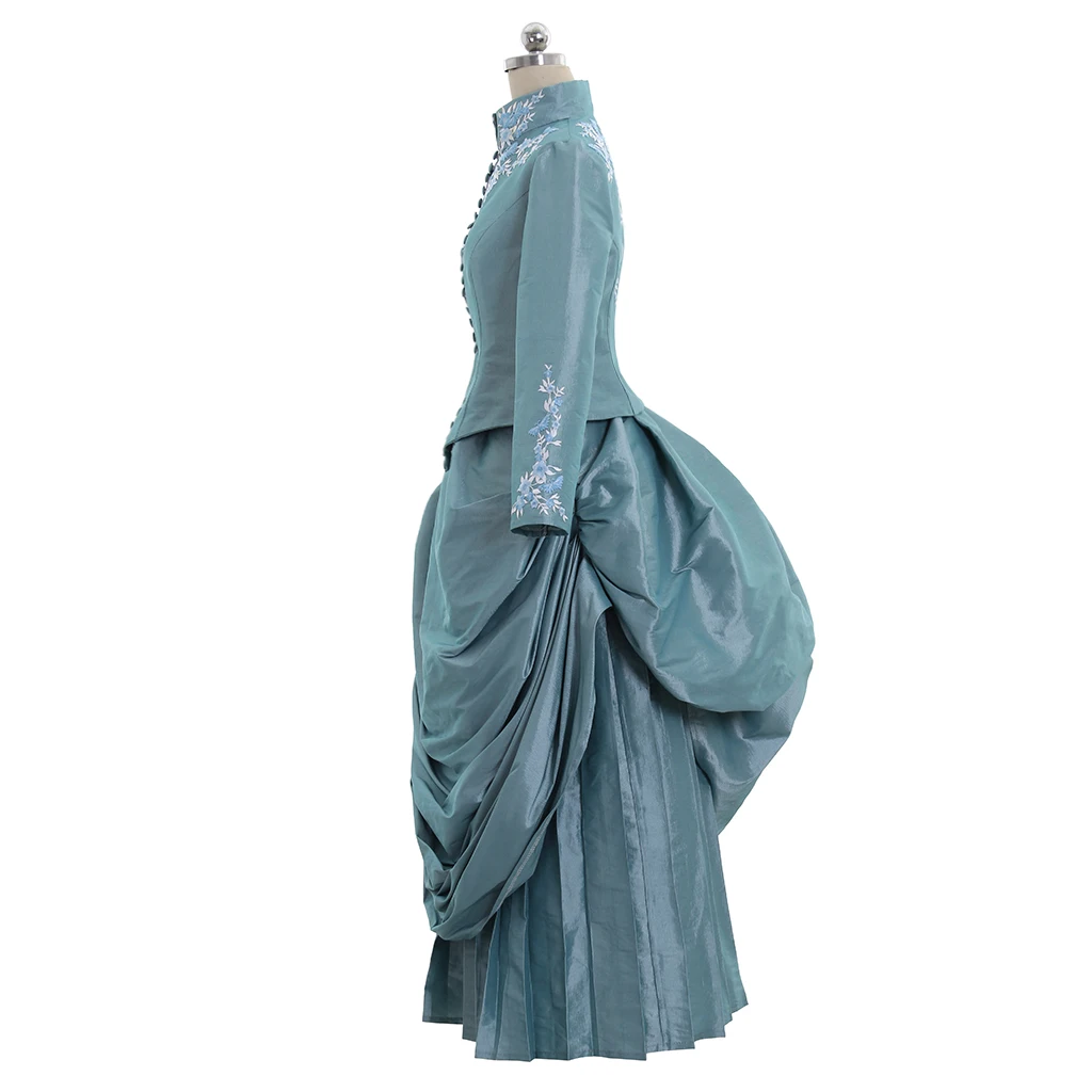 Bram Stoker's Dracula Cosplay Mina Harker Dress Medieval Victorian Civil War Costume Elegant Floral Embroidery Fancy Ball Gown