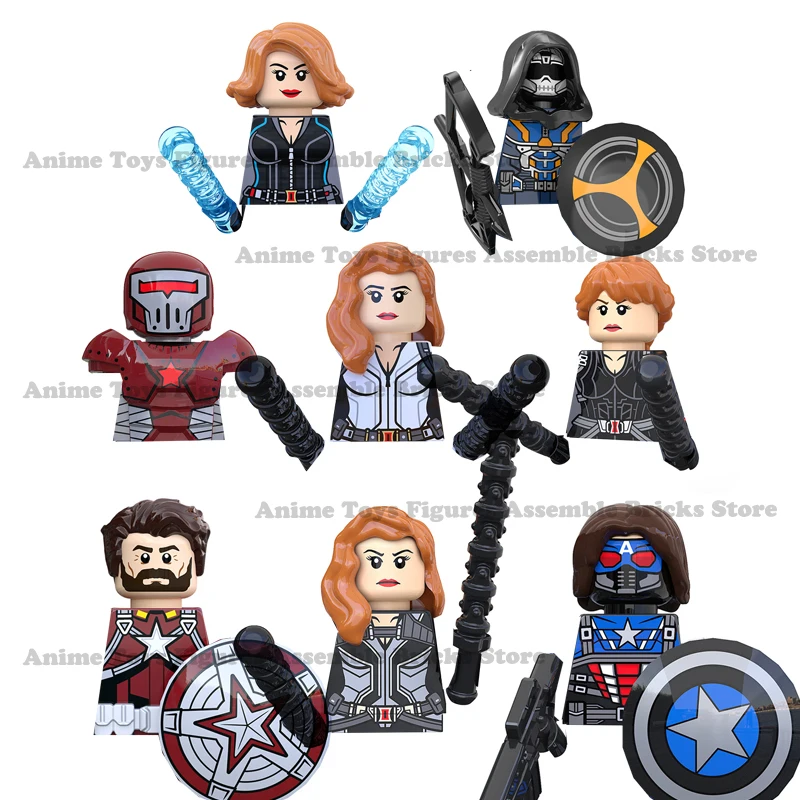 

KT1038 Disney Marvel Black Widow Captain America Mini Action Figures Toys Anime Building Blocks Assemble Construction Kids Gifts