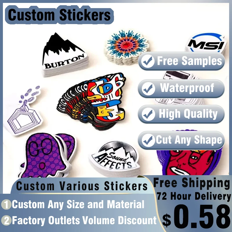 

Custom Stickers with Logo Customize Scrapbooking Stickers Die Cut Waterproof Adhesive Label for Car Laptop Phone Case Stationery