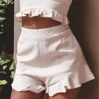 colsm kvsaz womens solid color ruffle loose casual bottomed shorts hot pants for summer tj015